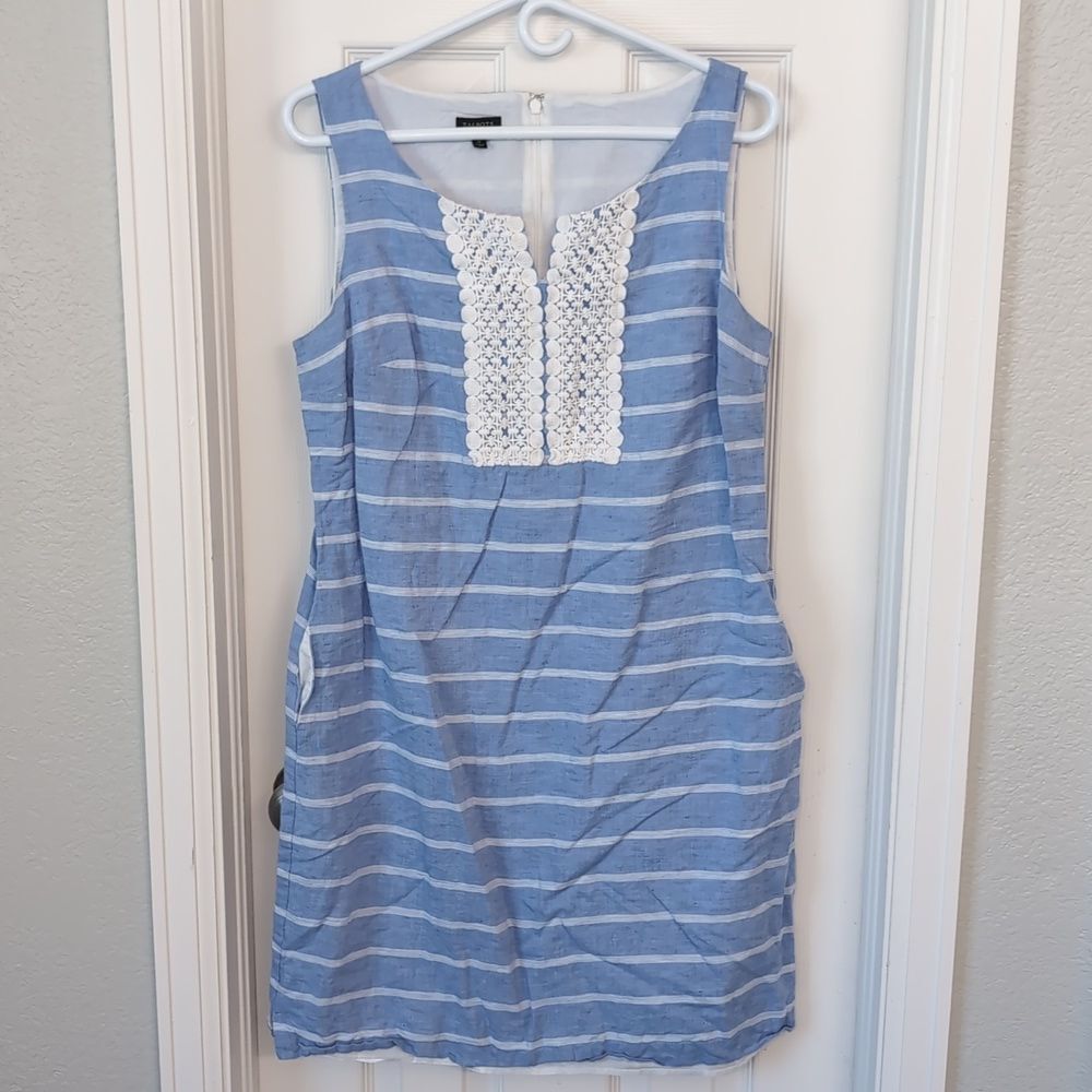 Talbots dress sleeveless v neck zip back pockets size 12